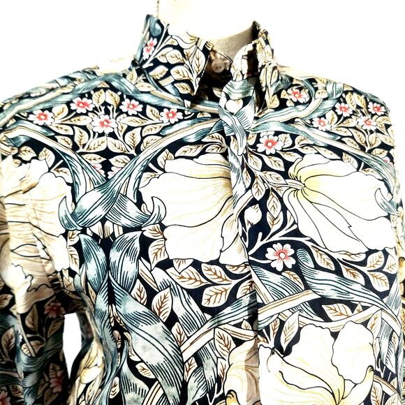 Morris & Co w/ H&M Floral Button Up Top NEW Size XS Cottage Tunic Length Chic - Picture 2 of 13
